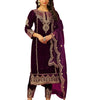 Maroon Velvet Straight Suit with Heavy Golden Embroidery & Net Dupatta | Party & Wedding Wear (BLACKLUXE CRAFTS) - BLACKLUXECRAFTS