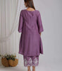 Lavender Cotton Kurta Pant Set with Striped Dupatta – Elegant Embroidered Ethnic Wear for Women (BLACKLUXE CRAFTS) - BLACKLUXECRAFTS