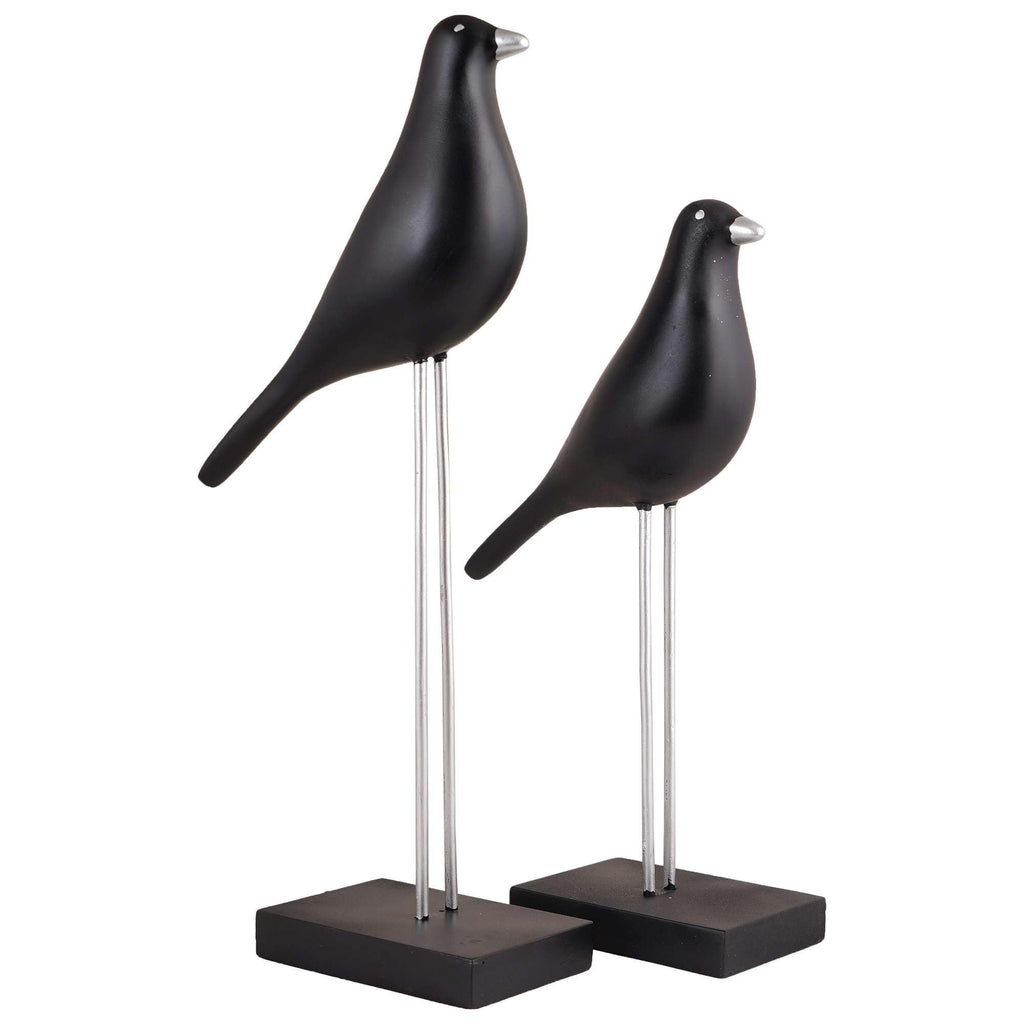 Modern Black Bird Figurines on Stand – Handmade Resin Decorative Sculpture Set for Home, Office & Minimalist Decor (BLACKLUXE CRAFTS) - BLACKLUXECRAFTS