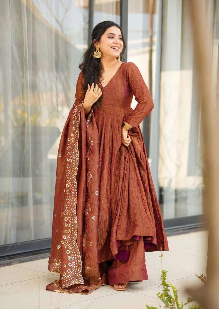 Anarkali Suit with Mirror Work Dupatta | Elegant Party Wear Indian Outfit for Women (BLACKLUXE CRAFTS) - BLACKLUXECRAFTS