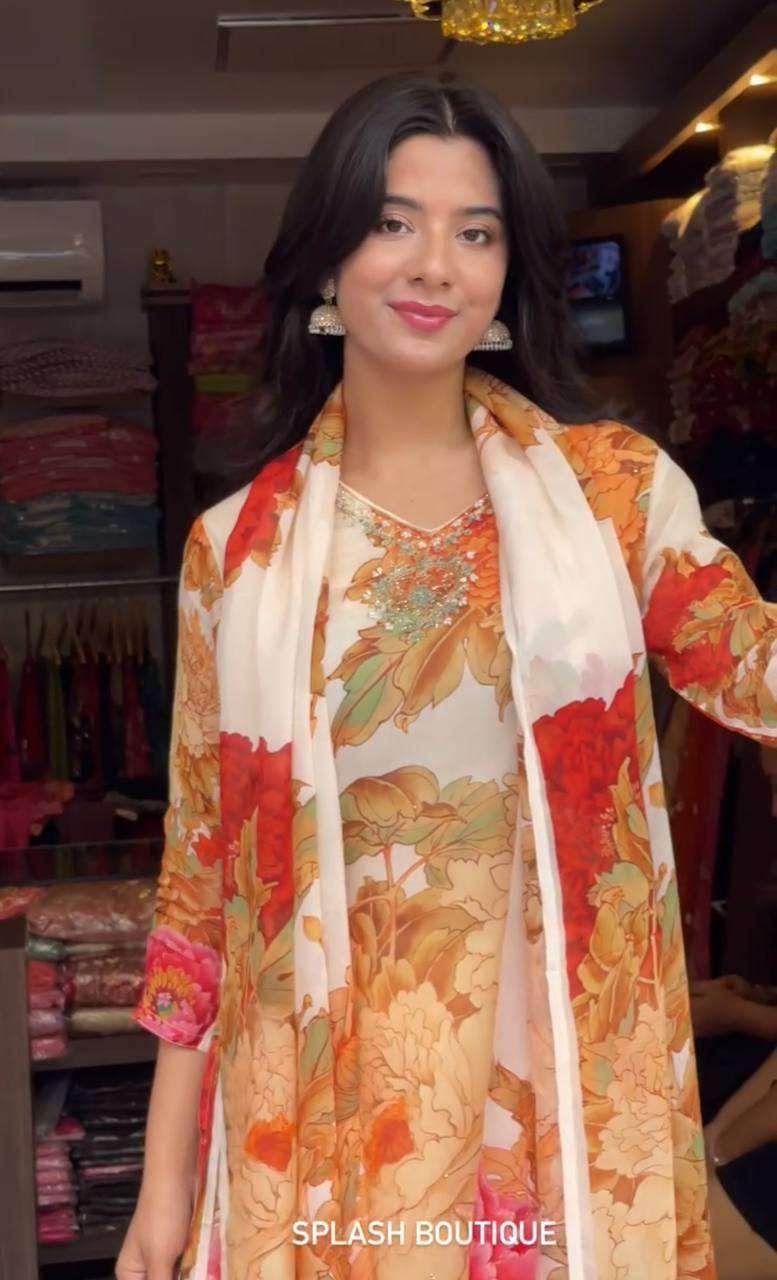 Black Floral Printed Suit Set with Dupatta – Elegant Indian Ethnic Wear for Parties & Festive Occasions (BLACKLUXE CRAFTS) - BLACKLUXECRAFTS