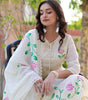 Women's Cotton Hand-Painted Chicken Shifli Straight Kurti With Pant and Mulmul Dupatta Set (BLACKLUXE CRAFTS) - BLACKLUXECRAFTS