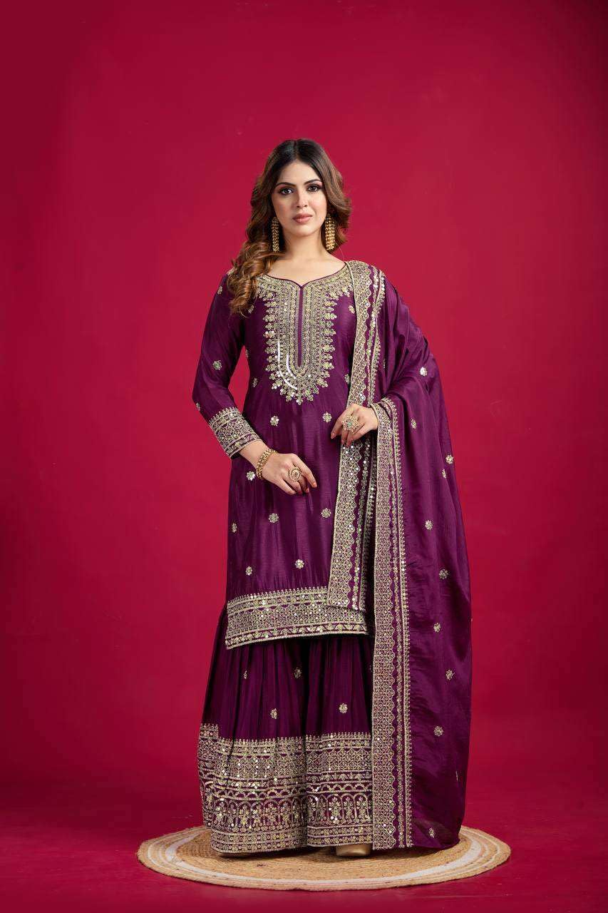 Black Embroidered Sharara Suit with Dupatta | Designer Indian Ethnic Wear | Party & Wedding Outfit for Women (BLACKLUXE CRAFTS) - BLACKLUXECRAFTS