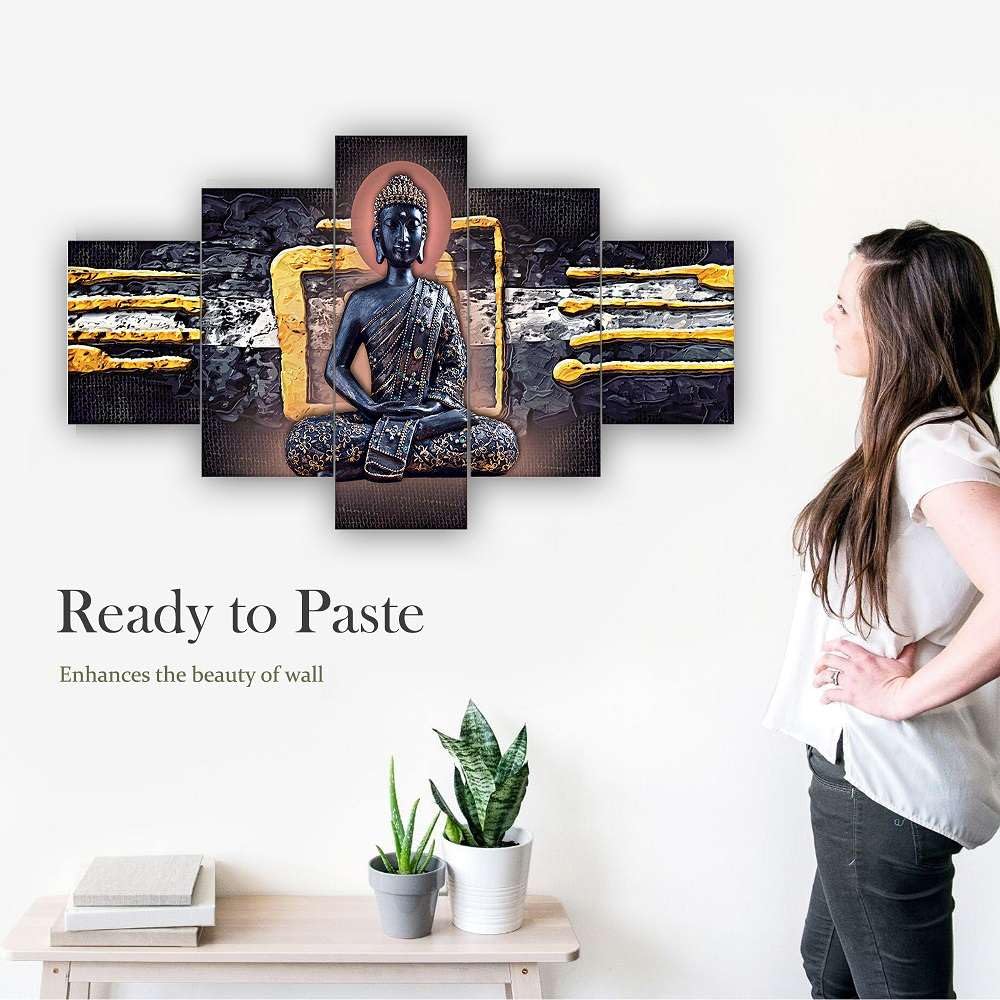 BLACKLUXE LIFESTYLE LTD Set of Five MDF Framed 3D Wall Painting for Home Decoration, Big Size Painting for Living Room, Bedroom (17x30 inches) WE 1 - BLACKLUXECRAFTS