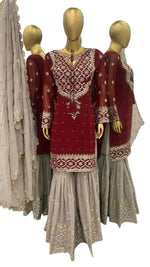 Teal Embroidered Sharara Suit with Dupatta | Designer Party Wear Outfit for Women | Traditional Indian Wedding & Festive Dress (BLACKLUXE CRAFTS) - BLACKLUXECRAFTS