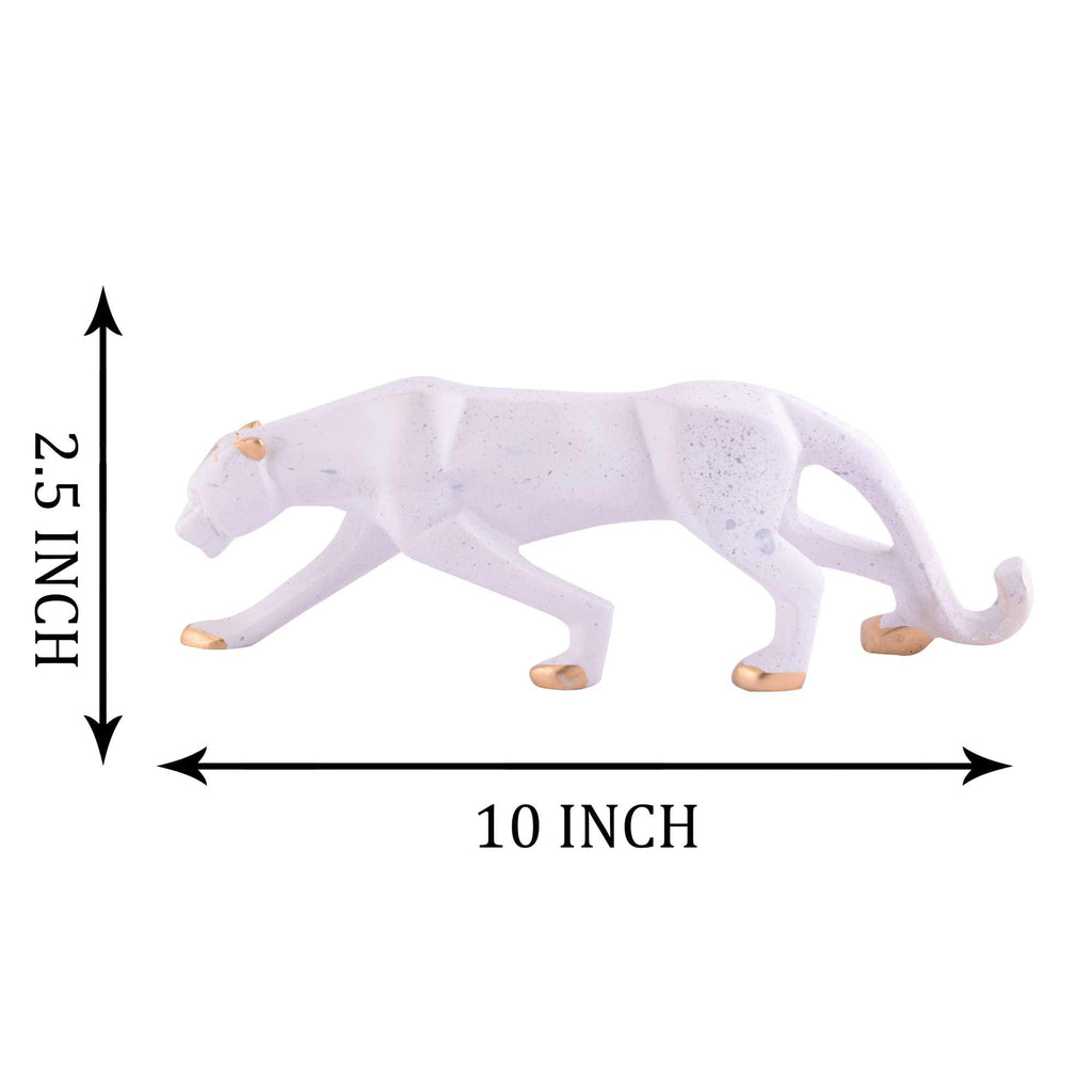 Handmade White Panther Figurine – Modern Resin Leopard Statue with Gold Accents for Luxury Home Décor (BLACKLUXE CRAFTS) - BLACKLUXECRAFTS