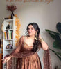 Women's Fandy Silk Embroidered Anarkali Sleeveless Kurti (Gown) With Pant and Twill Net Dupatta (BLACKLUXE CRAFTS) - BLACKLUXECRAFTS