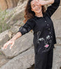 Women’s Black Co-ord Set with Abstract Face Embroidery – Stylish Casual Shirt & Pant Set
(BLACKLUXE CRAFTS) - BLACKLUXECRAFTS