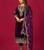 Maroon Velvet Straight Suit with Heavy Golden Embroidery & Net Dupatta | Party & Wedding Wear (BLACKLUXE CRAFTS) - BLACKLUXECRAFTS