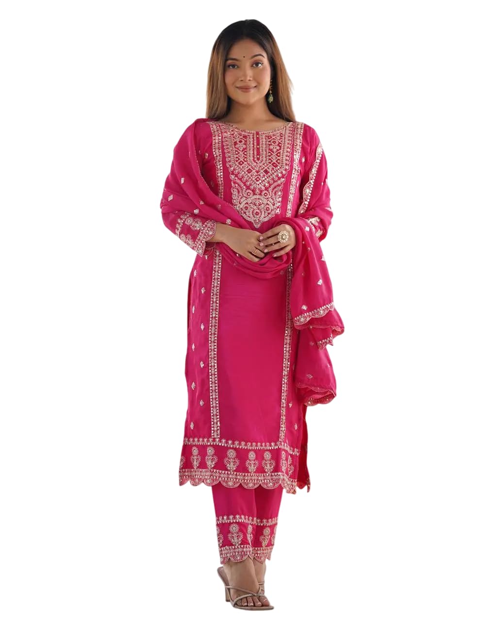 Embroidered Kurta Set with Dupatta – Festive Party Wear Indian Ethnic Outfit for Women (BLACKLUXE CRAFTS) - BLACKLUXECRAFTS