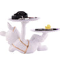 White Bulldog Butler Statue with Double Tray – Modern Resin Dog Figurine Organizer for Keys, Watches & Home Décor (BLACKLUXE CRAFTS) - BLACKLUXECRAFTS