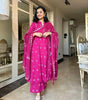 Women's Cotton Embroidered Anarkali Kurti with Pant and Dupatta Set (BLACKLUXE CRAFTS) - BLACKLUXECRAFTS