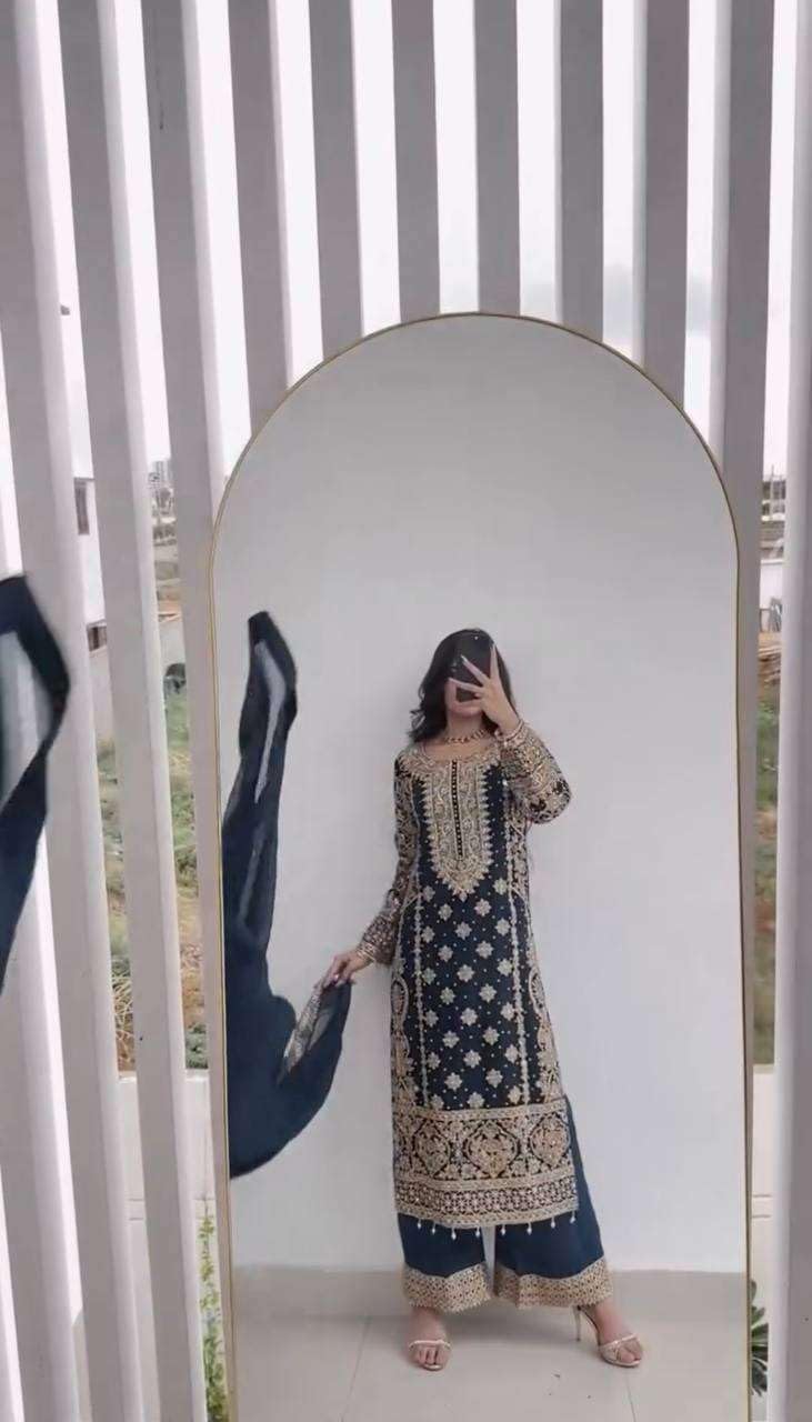 Black Embroidered Pakistani Suit with Heavy Silver Zari & Sequin Work | Designer Salwar Kameez with Dupatta for Women (BLACKLUXE CRAFTS) - BLACKLUXECRAFTS