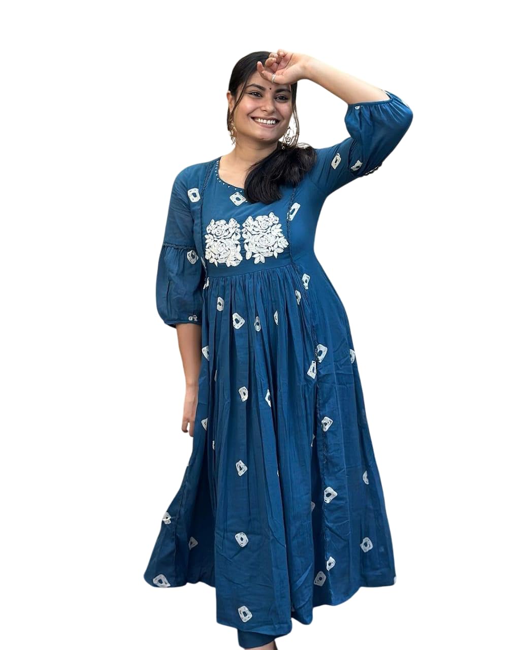 Anarkali Kurta with White Embroidery | Women’s Ethnic Festive & Casual Wear (BLACKLUXE CRAFTS) - BLACKLUXECRAFTS