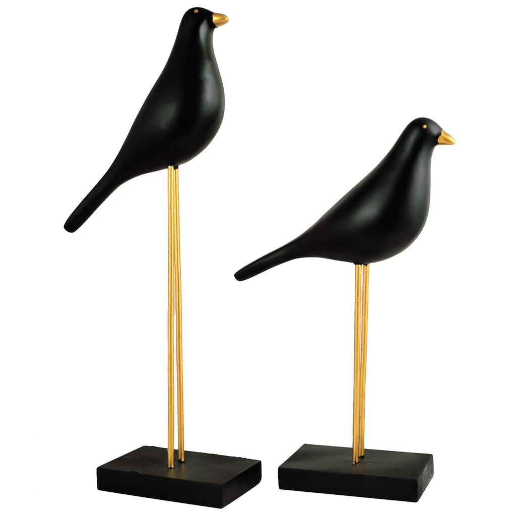 Elegant Black Bird Figurines on Golden Stand – Handmade Resin Decorative Sculpture Set for Modern Home & Office Decor (BLACKLUXE CRAFTS) - BLACKLUXECRAFTS