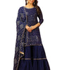 Georgette Sharara Suit with Mirror Work & Embroidered Dupatta | Party Wear Indian Ethnic Set (BLACKLUXE CRAFTS) - BLACKLUXECRAFTS