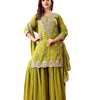 Women's Georgette Embroidered Kurti With Sharara & Dupatta Set (BLACKLUXE CRAFTS) - BLACKLUXECRAFTS