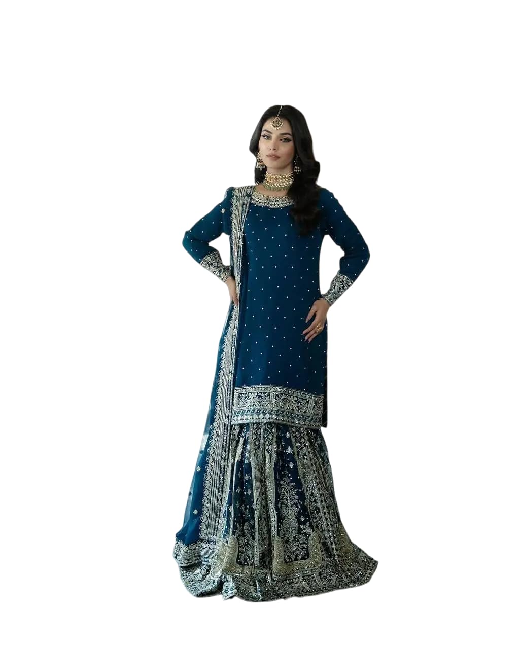 Maroon Sharara Suit with Heavy Silver Embroidery & Dupatta | Bridal & Wedding Wear (BLACKLUXE CRAFTS) - BLACKLUXECRAFTS
