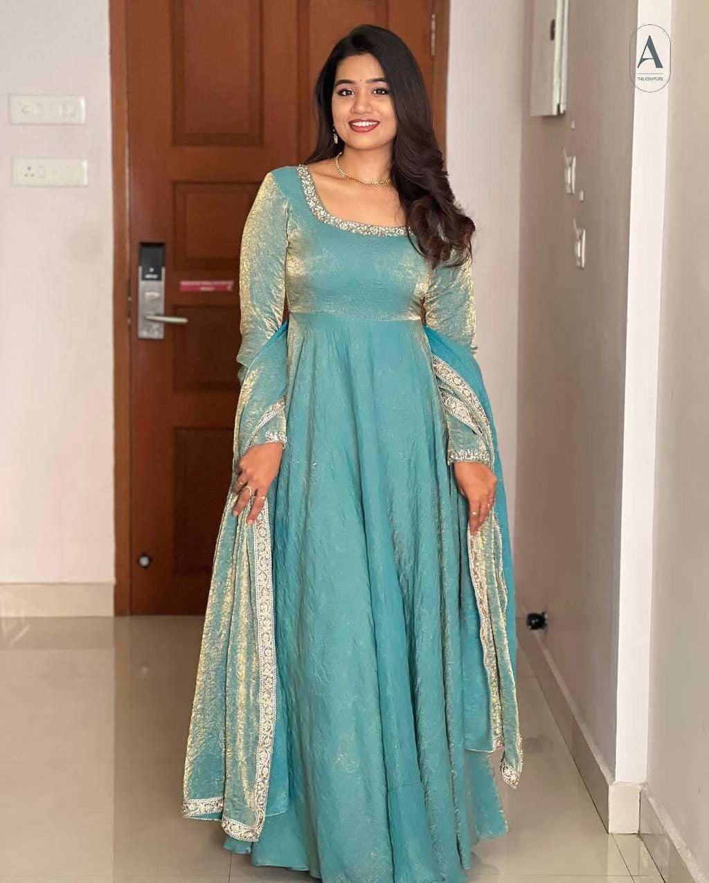 Women's Fandy Silk Embroidered Anarkali Kurti Gown With Dupatta Set (BLACKLUXE CRAFTS) - BLACKLUXECRAFTS