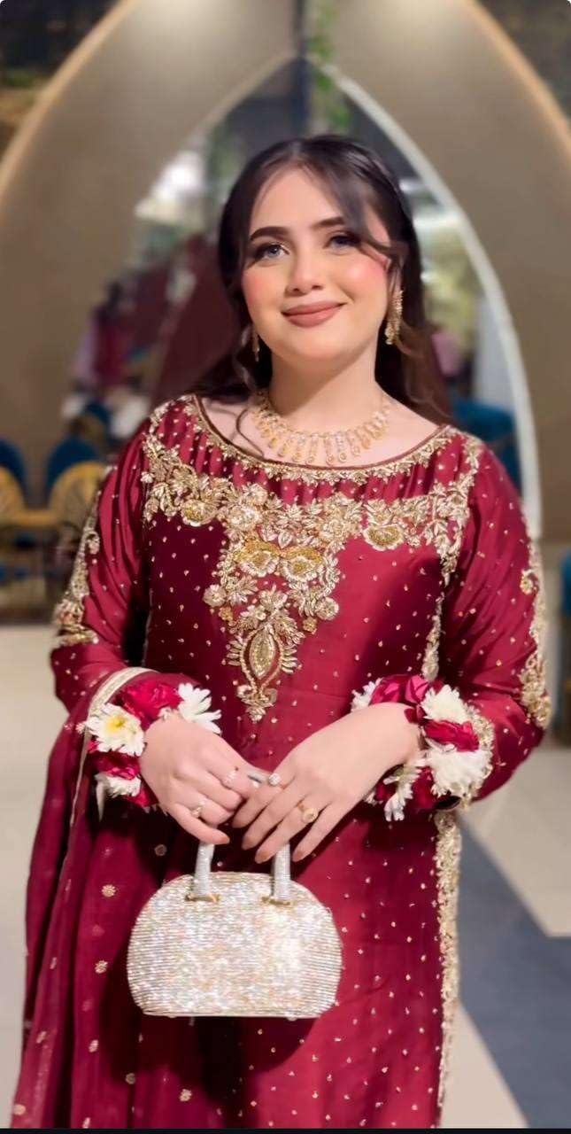 Maroon Embroidered Salwar Kameez with Dupatta | Luxury Indian Wedding & Party Wear for Women | Designer Ethnic Outfit (BLACKLUXE CRAFTS) - BLACKLUXECRAFTS