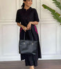 Elegant Black Kurta Set with Pink Embroidery | Women’s Ethnic Outfit (BLACKLUXE CRAFTS) - BLACKLUXECRAFTS