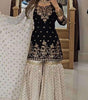 Women's Faux Georgette Embroidered Kurti With Sharara & Dupatta Set with Lace Border (BLACKLUXE CRAFTS) - BLACKLUXECRAFTS