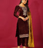 Velvet Embroidered Suit Set with Pink Dupatta – Designer Indian Wedding & Festive Wear Outfit (BLACKLUXE CRAFTS) - BLACKLUXECRAFTS