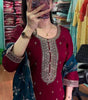 Women's Chinnon Silk Embroidered Straight Kurti with Pant & Dupatta Set (BLACKLUXE CRAFTS) - BLACKLUXECRAFTS