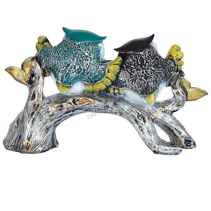 Handcrafted Owl Couple Figurine on Tree Branch – Resin Love Birds Statue for Home Décor, Living Room & Gifting (BLACKLUXE CRAFTS) - BLACKLUXECRAFTS