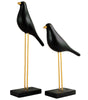 Elegant Black Bird Figurines on Golden Stand – Handmade Resin Decorative Sculpture Set for Modern Home & Office Decor (BLACKLUXE CRAFTS) - BLACKLUXECRAFTS