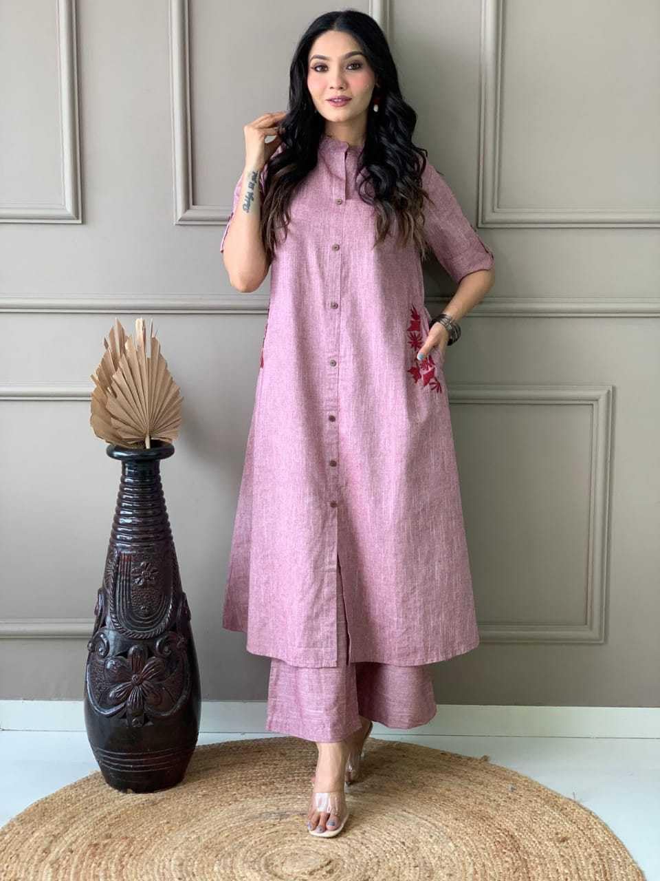Elegant Black Kurta Set with Pink Embroidery | Women’s Ethnic Outfit (BLACKLUXE CRAFTS) - BLACKLUXECRAFTS