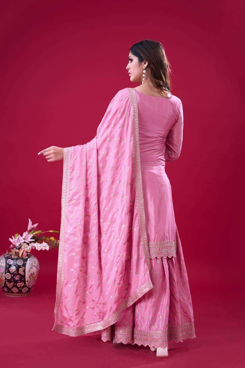 Embroidered Sharara Suit with Dupatta – Designer Party Wear Indian Outfit for Women (BLACKLUXE CRAFTS) - BLACKLUXECRAFTS