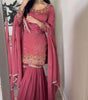 Women's Gold Crush Embroidered Straight Kurta with Sharara & Dupatta Set (BLACKLUXE CRAFTS) - BLACKLUXECRAFTS