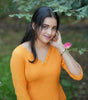 Women's Cotton V-neck Solid Straight Kurti With Pant Purple Or Orange (BLACKLUXE CRAFTS) - BLACKLUXECRAFTS