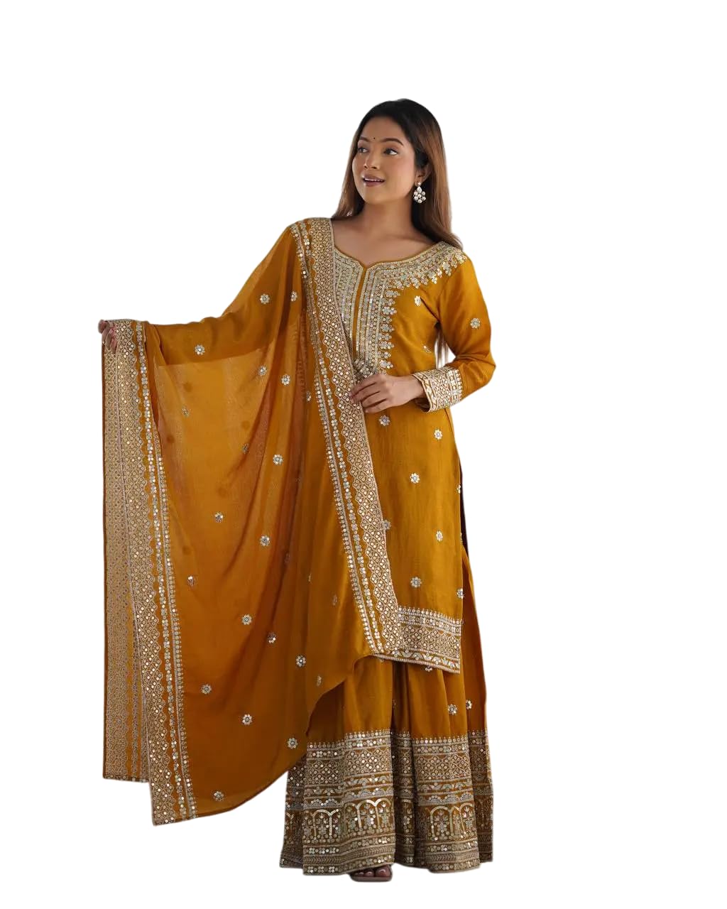 Mirror Work Sharara Suit with Dupatta | Indian Designer Ethnic Wear | Party & Wedding Outfit for Women (BLACKLUXE CRAFTS) - BLACKLUXECRAFTS