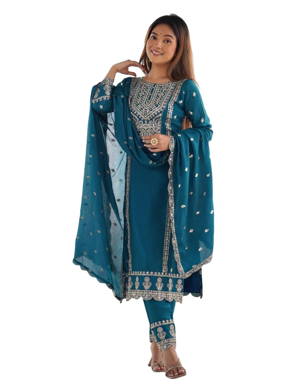 Embroidered Kurta Set with Dupatta – Festive Party Wear Indian Ethnic Outfit for Women (BLACKLUXE CRAFTS) - BLACKLUXECRAFTS