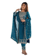 Embroidered Kurta Set with Dupatta – Festive Party Wear Indian Ethnic Outfit for Women (BLACKLUXE CRAFTS) - BLACKLUXECRAFTS