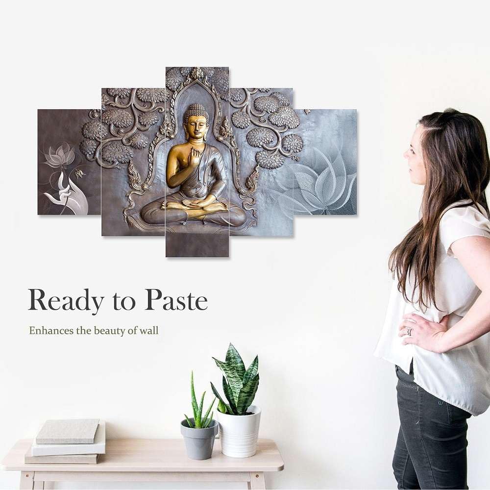 BLACKLUXE LIFESTYLE LTD Set of Five MDF Framed 3D Wall Painting for Home Decoration, Big Size Painting for Living Room, Bedroom (17x30 inches) WE 1 - BLACKLUXECRAFTS