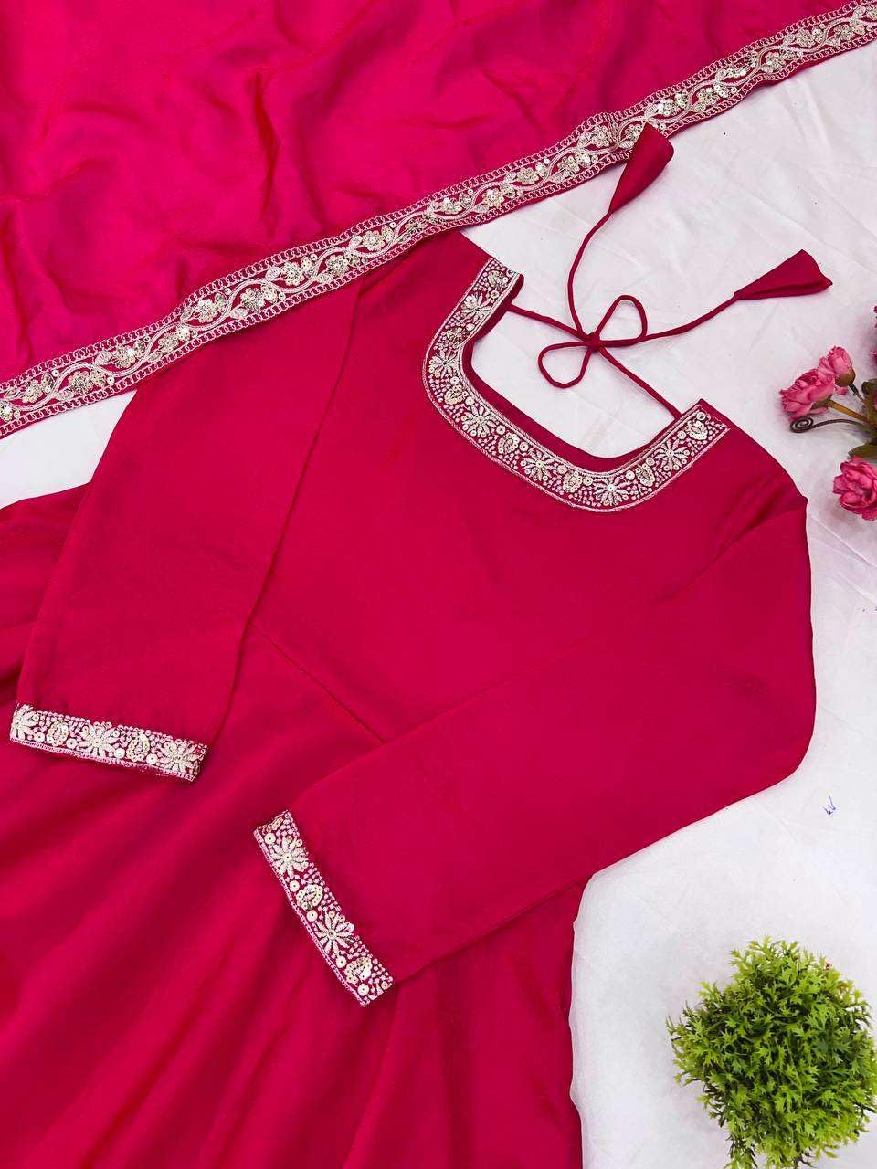 Women's Fandy Silk Embroidered Anarkali Kurti Gown With Dupatta Set (BLACKLUXE CRAFTS) - BLACKLUXECRAFTS