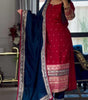 Women's Faux Georgette Embroidered Straight Kurti with Pant & Dupatta Set with Rivet Moti Work (BLACKLUXE CRAFTS) - BLACKLUXECRAFTS