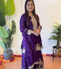 Women's Faux Georgette Embroidered Straight Kurti with Sharara & Dupatta Set (BLACKLUXE CRAFTS) - BLACKLUXECRAFTS
