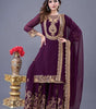 Women's Faux Georgette Ensemble with Embroidery & Sequence Work Kurti With Sharara and Dupatta Set (BLACKLUXE CRAFTS) - BLACKLUXECRAFTS
