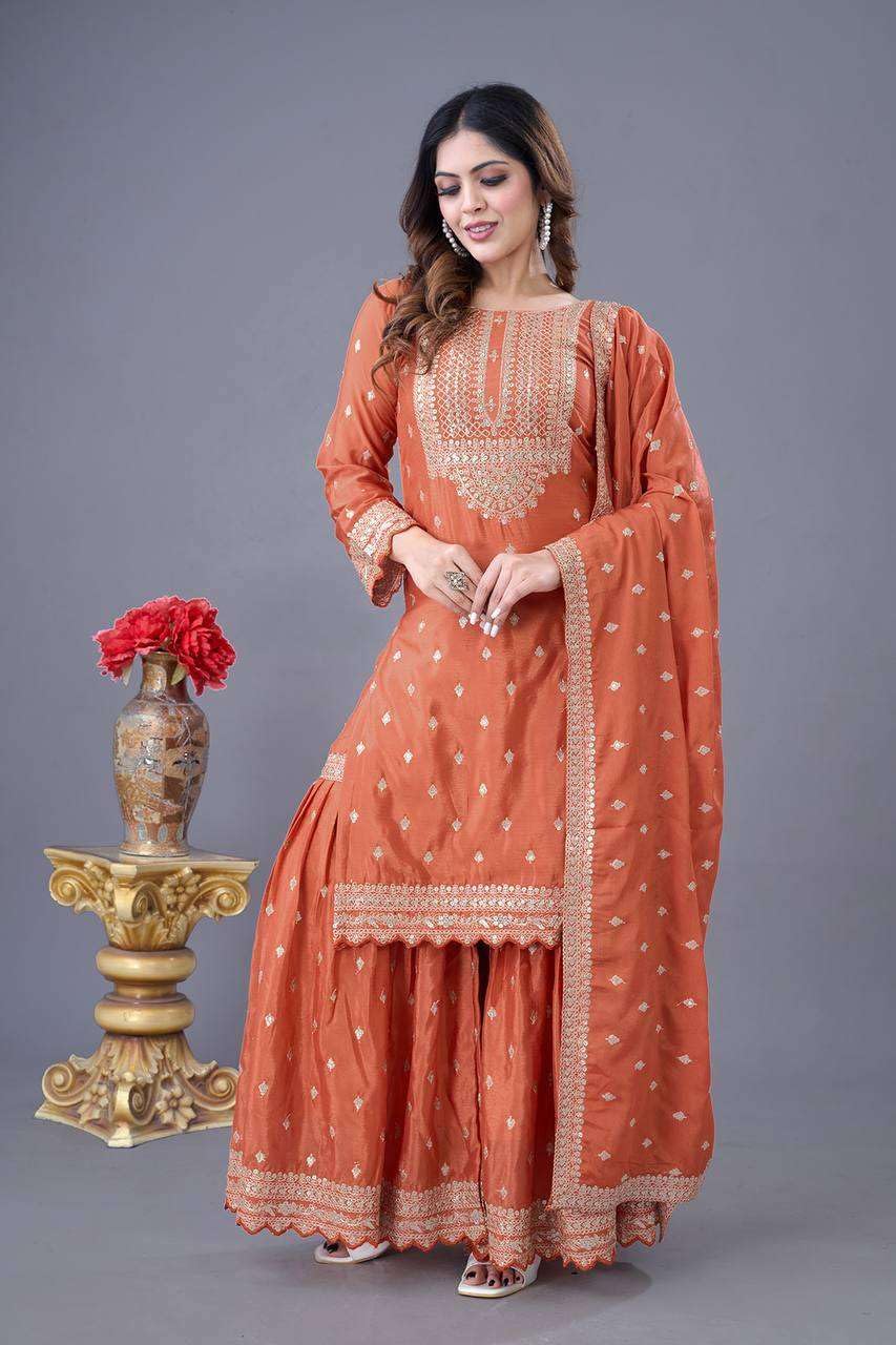 Embroidered Sharara Suit with Dupatta – Designer Party Wear Indian Outfit for Women (BLACKLUXE CRAFTS) - BLACKLUXECRAFTS
