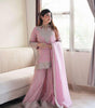 Women's Chinon Silk Embroidered Kurti With Sharara & Dupatta Set with Rivet Moti Work (BLACKLUXE CRAFTS) - BLACKLUXECRAFTS