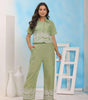 Women’s Cotton Co-Ord Set – Short Sleeve Shirt with Embroidery & Wide Leg Pants (BLACKLUXE CRAFTS) - BLACKLUXECRAFTS