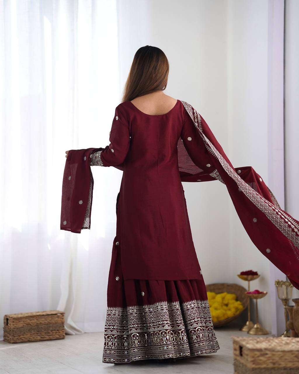 Mirror Work Sharara Suit with Dupatta | Indian Designer Ethnic Wear | Party & Wedding Outfit for Women (BLACKLUXE CRAFTS) - BLACKLUXECRAFTS