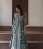 Embroidered Anarkali Gown – Floor-Length Ethnic Dress for Women with White Floral Threadwork (BLACKLUXE CRAFTS) - BLACKLUXECRAFTS