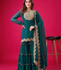 Women's Faux Georgette Embroidered Kurti With Plazzo and Dupatta Set (BLACKLUXE CRAFTS) - BLACKLUXECRAFTS