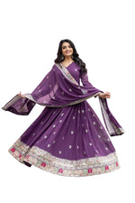 Maroon Anarkali Dress with Embroidered Dupatta | Indian Pakistani Party Wear Long Gown for Women (BLACKLUXE CRAFTS) - BLACKLUXECRAFTS