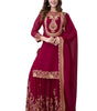 Women's Faux Georgette Ensemble with Embroidery & Sequence Work Kurti With Sharara and Dupatta Set (BLACKLUXE CRAFTS) - BLACKLUXECRAFTS